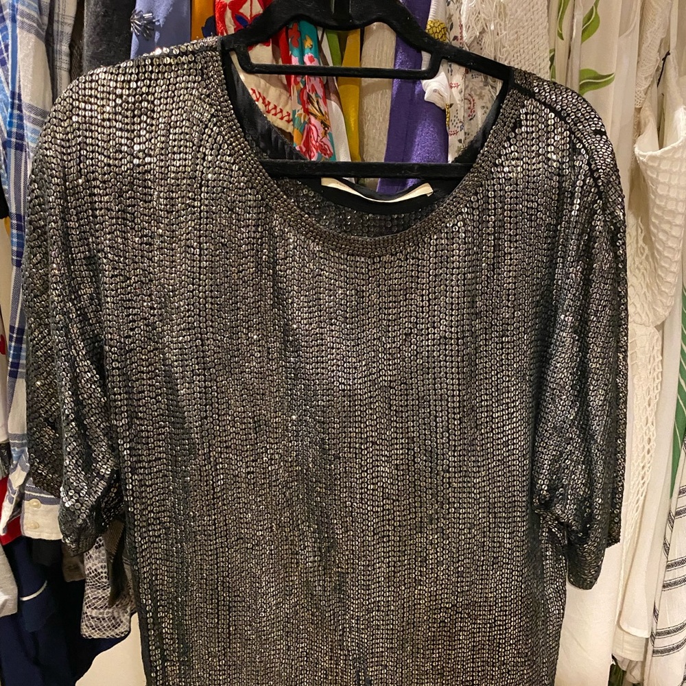 Twelfth Street by Cynthia Vincent silver beaded top